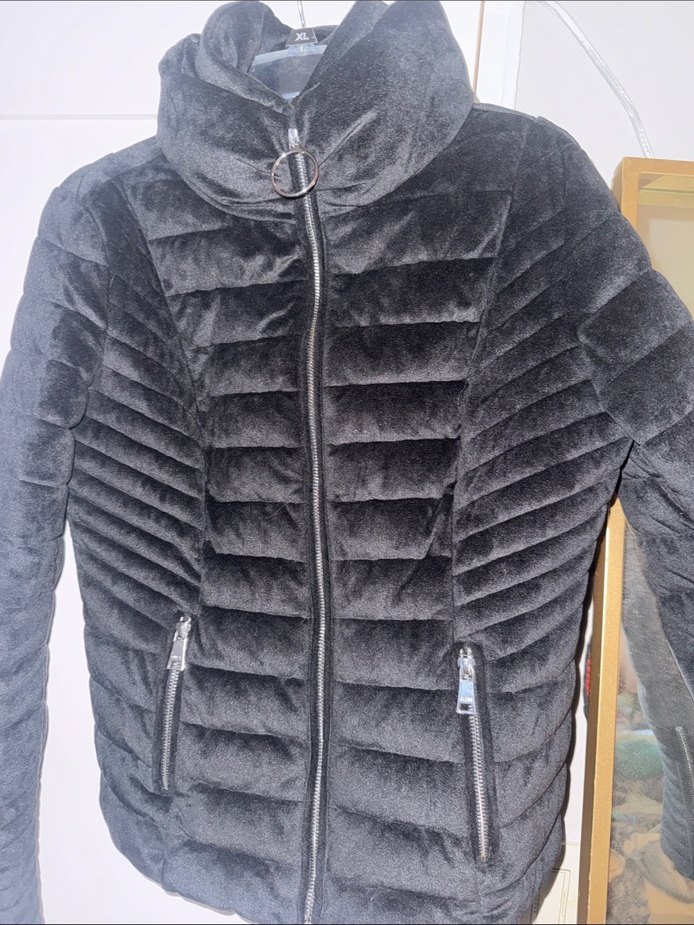 Guess Quilted Velvet Puffer Jacket - Women